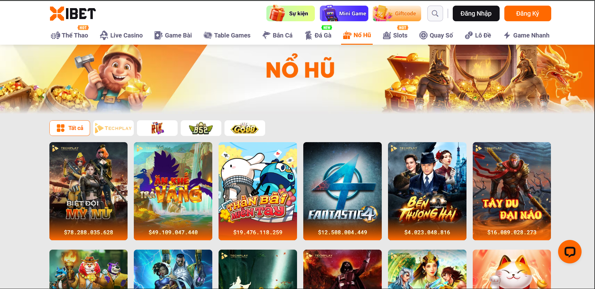 Nổ hũ Xibet có rất nhiều tựa slot game hot hit nhất 2025